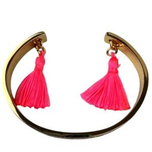 Lilly Pulitzer It's Always Summer Somewhere Neon Pink Tassel Open Cuff Bracelet